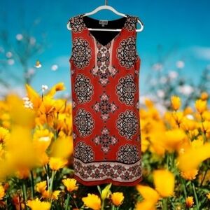 JM Collections womens plus size 3X coral black w beads dress sleeveless …